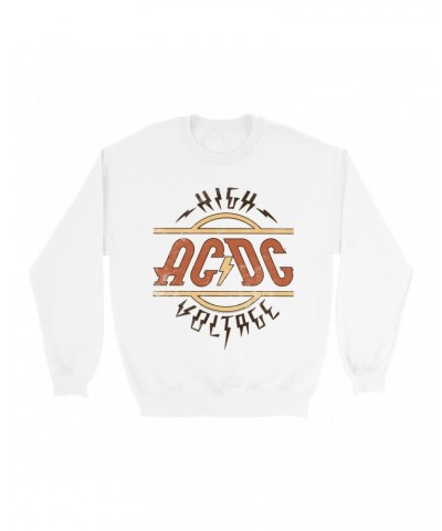 AC/DC Sweatshirt | Retro Colored High Voltage Design Distressed Sweatshirt $15.03 Sweatshirts