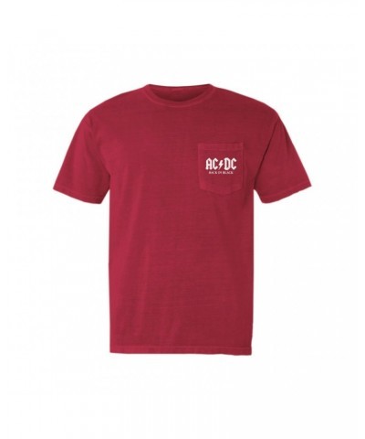AC/DC T-Shirt | Back In Black US White Design Pocket T-shirt $13.48 Shirts