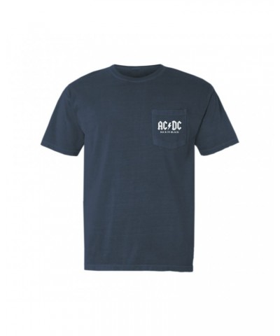 AC/DC T-Shirt | Back In Black US White Design Pocket T-shirt $13.48 Shirts