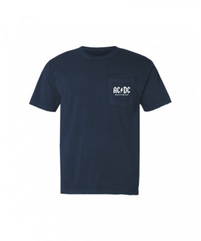 AC/DC T-Shirt | Back In Black US White Design Pocket T-shirt $13.48 Shirts