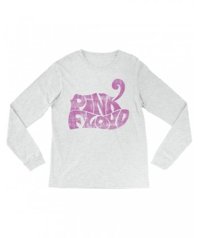 Pink Floyd Heather Long Sleeve Shirt | Groovy Logo Distressed Pink Shirt $8.99 Shirts