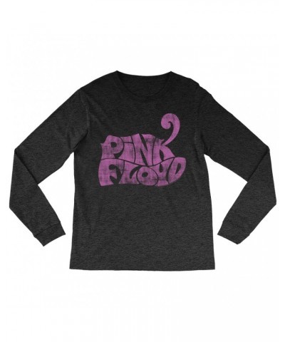 Pink Floyd Heather Long Sleeve Shirt | Groovy Logo Distressed Pink Shirt $8.99 Shirts