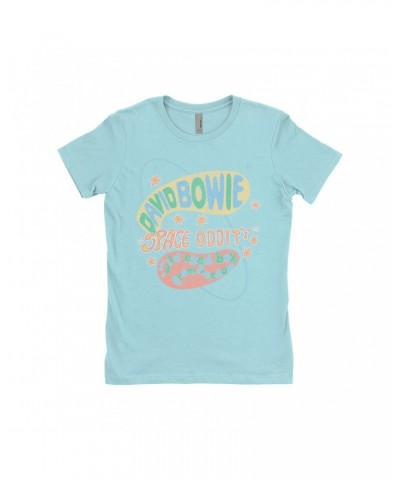 David Bowie Ladies' Boyfriend T-Shirt | Pastel Space Oddity Distressed Shirt $7.49 Shirts