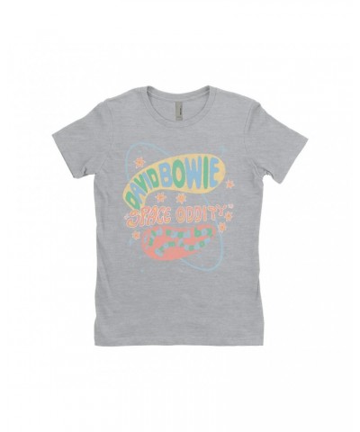 David Bowie Ladies' Boyfriend T-Shirt | Pastel Space Oddity Distressed Shirt $7.49 Shirts