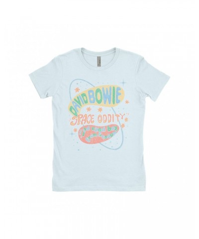 David Bowie Ladies' Boyfriend T-Shirt | Pastel Space Oddity Distressed Shirt $7.49 Shirts