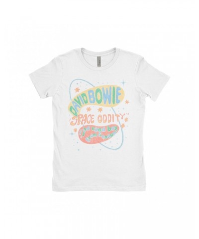 David Bowie Ladies' Boyfriend T-Shirt | Pastel Space Oddity Distressed Shirt $7.49 Shirts