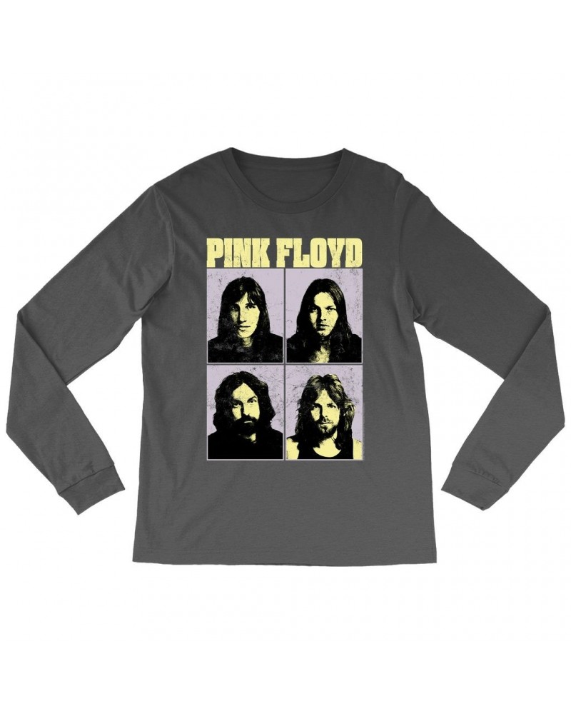 Pink Floyd Long Sleeve Shirt | Meddle Group Photo Pastel Image Distressed Shirt $13.78 Shirts