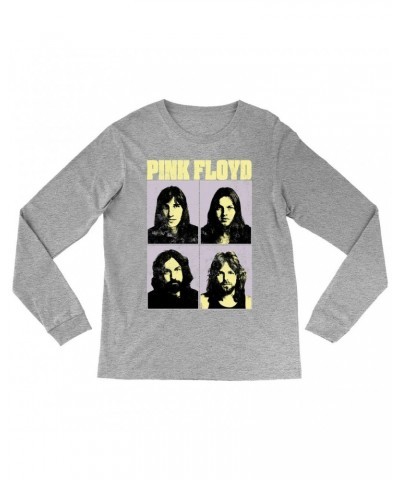 Pink Floyd Long Sleeve Shirt | Meddle Group Photo Pastel Image Distressed Shirt $13.78 Shirts