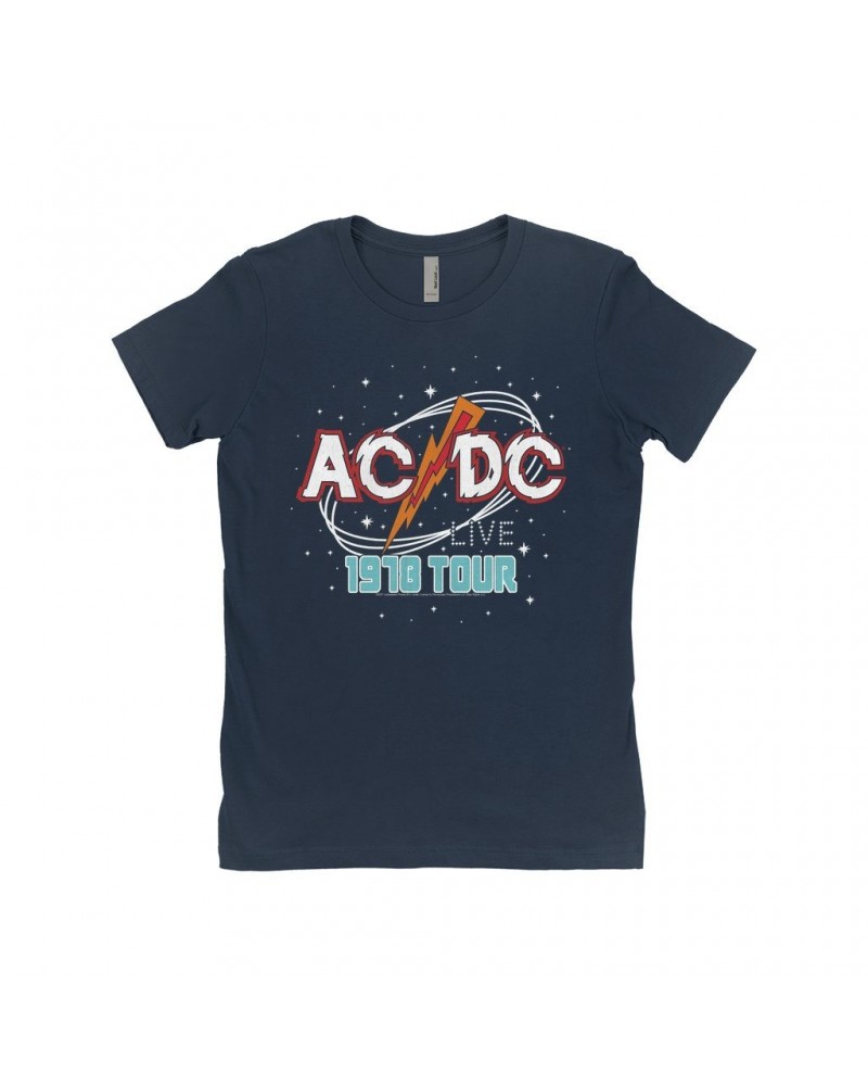 AC/DC Ladies' Boyfriend T-Shirt | Red Universe 1978 Tour Design Shirt $8.23 Shirts