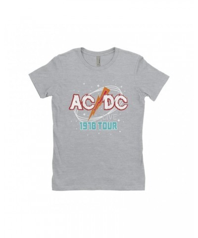 AC/DC Ladies' Boyfriend T-Shirt | Red Universe 1978 Tour Design Shirt $8.23 Shirts