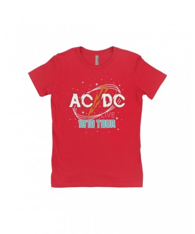 AC/DC Ladies' Boyfriend T-Shirt | Red Universe 1978 Tour Design Shirt $8.23 Shirts